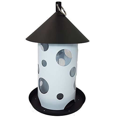 Vogelfutter-Station 30 cm aus Metall großer Futterspender für bis zu 2 kg Futter Vogelhaus zum Hängen Vogelfutter-Spender mit 3 Futteröffnungen - perfekt für Wildvogelmischungen