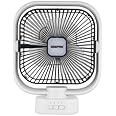 Geepas 8" Oscillating LED Table Fan- GF21122/2 in 1, Light Operating for 30 hours, Fans Works 9 Hours/with Charging, Perfect for Home, Office|2 Years Warranty, Blue and white