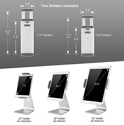 abovetek Elegante Aluminium iPad Pro Ständer – Swivel iPad Air/mini Kiosk POS stehen – Zwei Mount Halterungen 15,2 cm ~ 33 cm Interaktives IOS/Android Tablet Ständer für Handel Styling/Schreibtisch/Küche zinntheken - 4