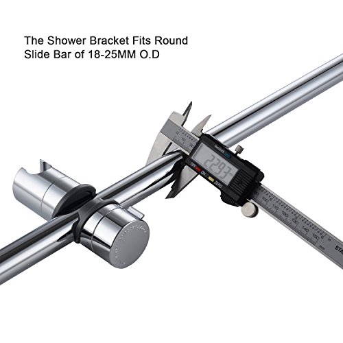 BoRui 18-25mm verstellbare Handbrause, Universal 360 drehen Schienenkopf Schieber Klemme Halter Bad Ersatz, ABS verchromt - 3