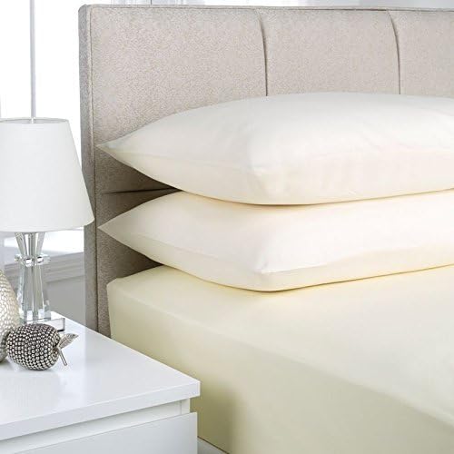 Best Quality Extra Deep 16"/40cm Non Iron Deep Fitted Sheets Single Double King Super King Size (Double, Cream)