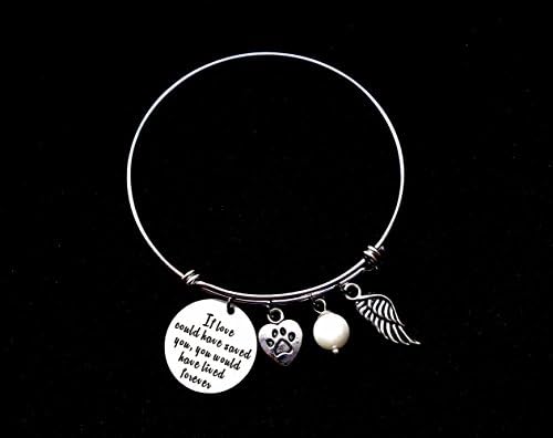 Pet Memorial Bracelet with the quote "If Love Could Have Saved You you would have lived forever" Pet Loss Bangel Bracelet Dog Loss Bangle