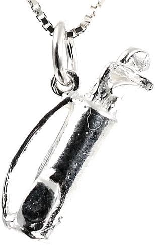 Golf Bag and Clubs Silver Charm Necklace