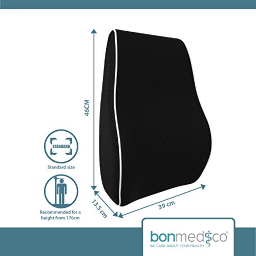 bonmedico® Orthopädisches Rücken-Kissen, Lordosenstütze Für Das Auto Oder Office, In Schwarz/ Black - 5