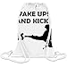 Produktbild Wake Up And Kick Ass Kundenspezifischen bedruckte Kordelzugtasche - 100% weicher Polyester - Eine stilvolle Tasche für den alltäglichen Gebrauch