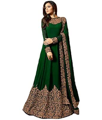 green and gold anarkali