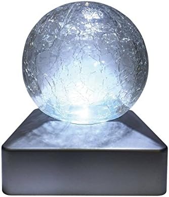 Solar Crackle Glass Ball Post Garden Deck Cap Light Square Outdoor Fence Lights (Colour Changing Light 6)