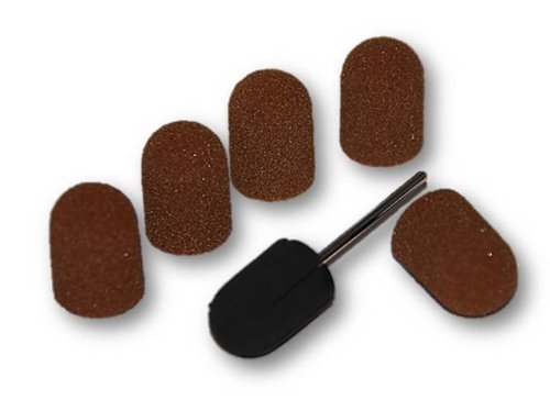 1 Kappenträger + 5 Schleifkappen Set 16 mm Kappenschleifer Gummiträger Fußpflege Nagelpflege