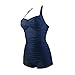 Janecrafts Women's Halter Neck Swimuits Rouched Bust Low Cut Jumpsuit Swim Suit Backless Swim Clothing