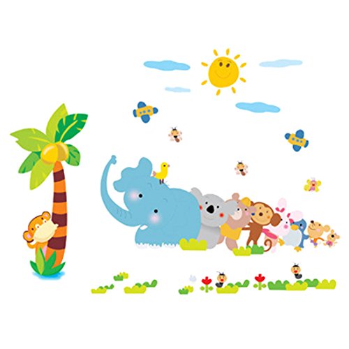 Schlafzimmer Dekor PVC Cartoon Stil Tiermuster entfernbare Aufkleber Wandtattoo