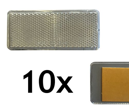 10 x rectángulo reflector blanco 90 x 40 mm lado Foco autoadhesiva con certificado E reflector