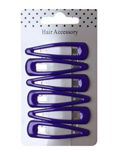 Set of 6 Purple Hair Clips Snap Bendies Sleepies 5cm (2")