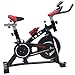 Produktbild ISE Profi Indoor Cycle Ergometer Heimtrainer mit LCD Anzeige,Armauflage,Pulsgurt&gepolsterte,8kg Schwungrad,Fitnessbike Speedbike mit flüsterleise Riemenantrieb-Fahrrad Ergometer bis 135Kg SY-7802