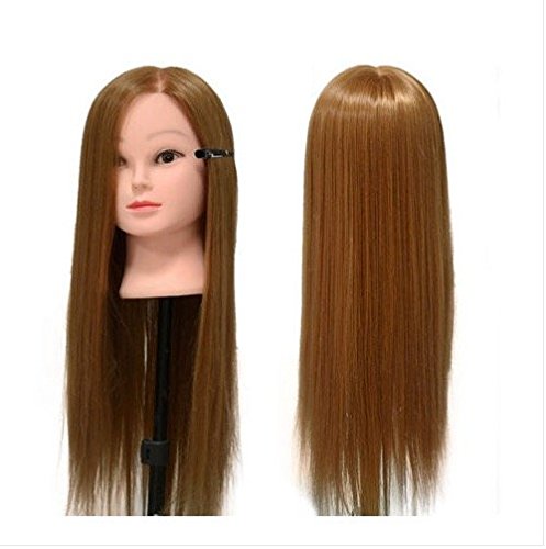 22" Hair Hairdressing Training Head Practice Mannequin Clamp Cut (Dark blonde/synthetic)