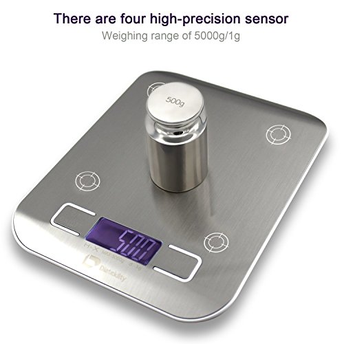Diateklity praktische digitale Küchenwaage, Messbereichwert: 0~5 Kilogramm, rostfreie Oberfläche – LCD Anzeige, g/oz/lb/ml konfigurierbar - 3