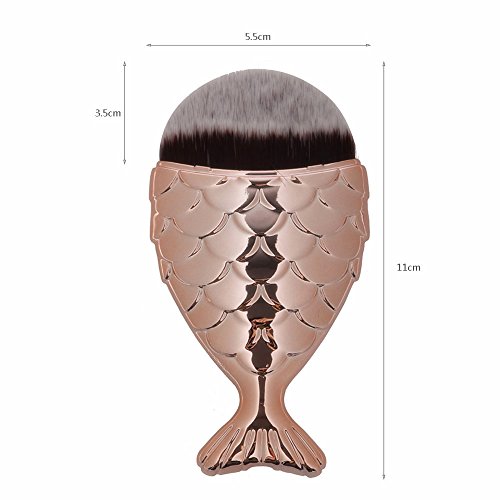 NEEDOON Meerjungfrau Fish Make Up Brush Pinsel Beruf Foundation Powder Blending Blush Rund Bürste Kosmetik Schönheit Tools,Kaffee - 4