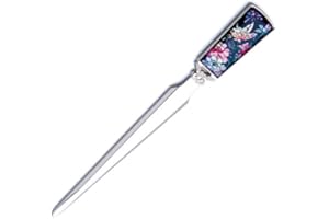 ANTIQUE ALIVE Mother of Pearl Peony Flower Design Metal Steel Office Hand Envelope Gift Letter Opener