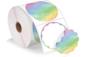 ‎PHOMEMO Phomemo 50x50 mm Thermo-Etiketten Holographic selbstklebendes rundes direktes für 241BT D520BT 246S 249BT Dankeskarte, Logo, Name, Preis, Adresse, QR-Code, 400 Etiketten