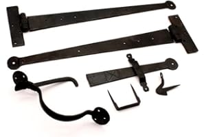 INFINITY DECOR Charnières de porte en T forgées à la main avec loquet Suffolk