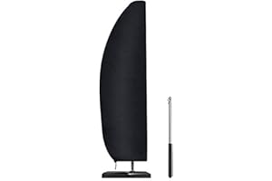 ESTEFANLO Copertura per ombrellone, impermeabile, antivento, anti-UV, resistente agli strappi, tessuto Oxford 210D, extra large, con cerniera (205 x 40/70 / 50 cm), colore: nero