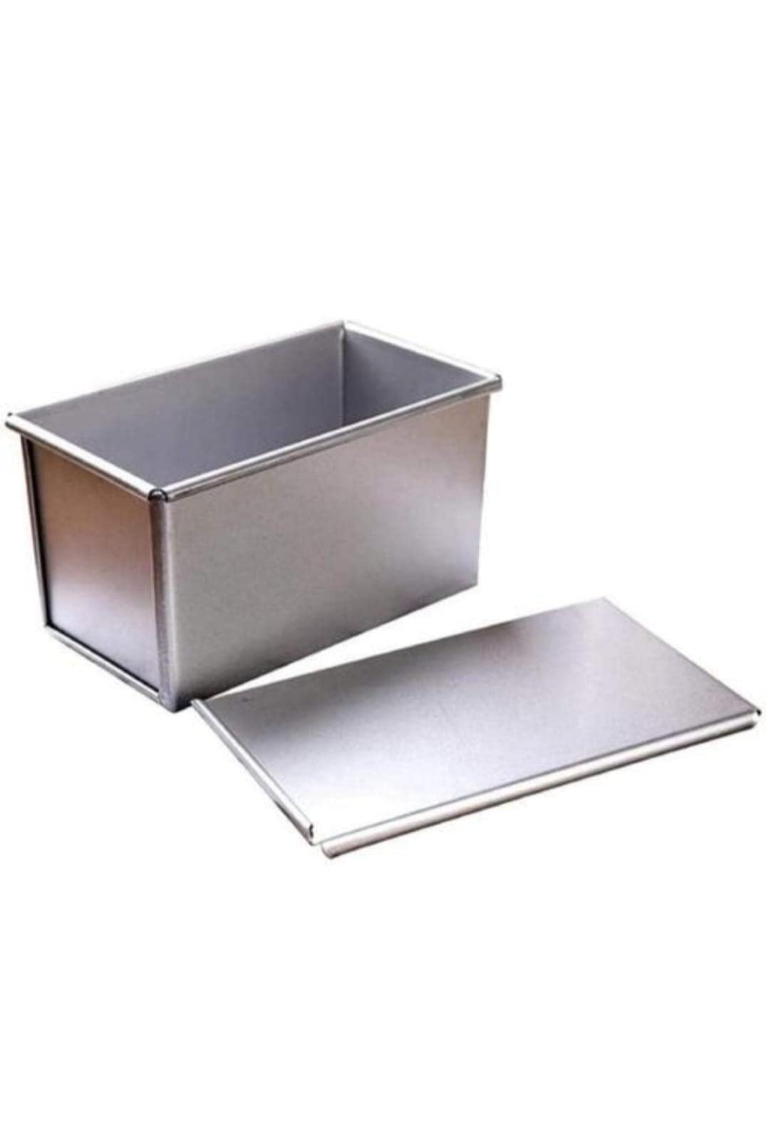 A Z COLLECTION Bread Maker Aluminium Rectangle Shape Brite Bake Ware Aluminium Bread Mold with Cover for Baking Silver 1pcs
