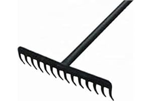 tradefirst 12 Teeth Garden Rake Heavy Duty Soil Rake, Carbon Steel Rake For Gardening, Garden Rakes Metal With Steel Handle, Gardening Tools _ Black(120 x 32 x 9 )cm