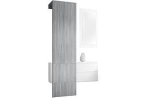 ‎VLADON Vladon Garderobe Carlton Set 2, Made in Germany, Garderobenset bestehend aus 1 Garderobenpaneel, 1 Schubkastenschrank und 1 Wandspiegel, Weiß matt/Avola-Anthrazit (105 x 193 x 35 cm)