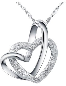 Sasavie Schmuck-Sterling Silber 925 Halskette-Herz zu Herz-Anhänger Interlocking-geschenke für mutter