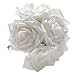 Produktbild 50er WEISS Schaumrosen mit Stiel Brautstrauss Rosenstrauss Kunstrose Hochzeit Party Wohnung Feier Tischdeko