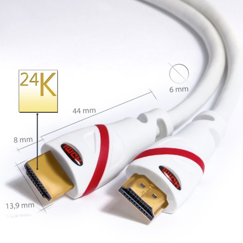 1,5m – Ultra HD 4k HDMI Kabel | High Speed with Ethernet | Kabel 3 fach geschirmt / inkl. Stecker- und Kontaktschirmung | 4K Ultra HD 2160p bei 60 Hz / Full HD 1080p | 3D / ARC / CEC | weiß - 3