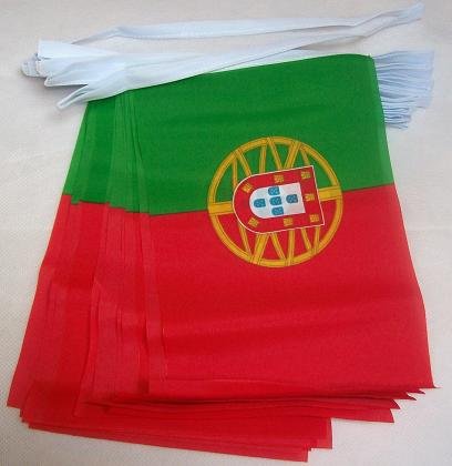 FAHNENKETTE PORTUGAL 4 meter mit 20 flaggen 15x10cm- PORTUGIESISCHE Girlande Flaggenkette 10 x 15 cm AZ FLAG