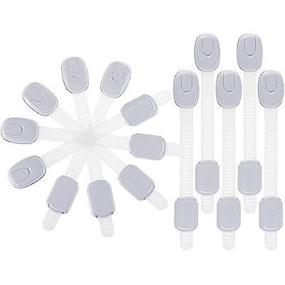 Rovtop [Lot de 10] Verrous de Sécurité pour Enfant Réglables, Verrouillage de Sécurité, Serrures Réglables de Sécurité pour Tiroir, Porte, Armoires, Frigo, Toilette, Facile à Installer,sans Perçage ni Outillage