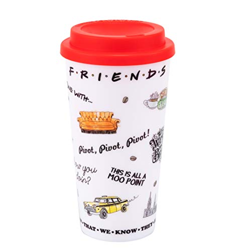 Paladone Products PP5565FR Taza DE Viaje Friends, Adultos Unisex, White/Off White, One Size