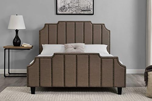 Unmatchable Designer Linen Fabric Double King Size Sleigh Bed Brown or Beige (Brown, King)
