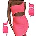 Produktbild LYWWH Sexy Riemen hohl Damen Kleid einfarbig umhängetasche hüfte Rock Mode schlank einfach und großzügig,Pink,S