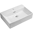 iBathUK Modern Wall Hung Rectangular Counter Top Ceramic Wash Basin Sink