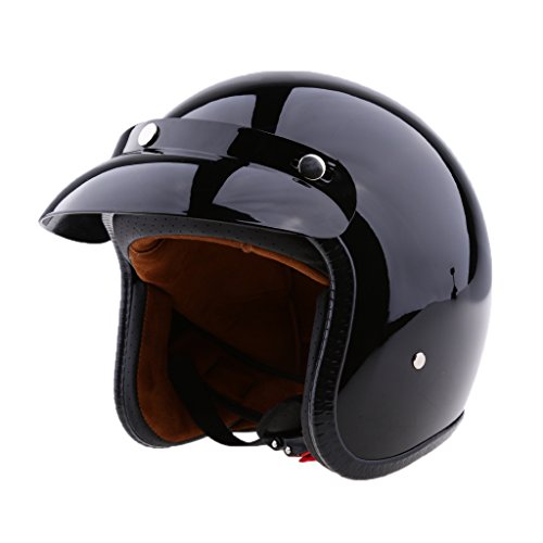 MagiDeal Glossy Black ABS 3/4 Open Face Vintage Motorcycle Motorbike Helmet With Sun Visor - XL RS.4090 (50.00% Off) - Amazon