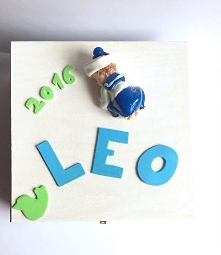 box memories/baby/customizable/box/birth/wood/custom/box box/figurine/fimo/blue/fact hand/idea gift/baby shower