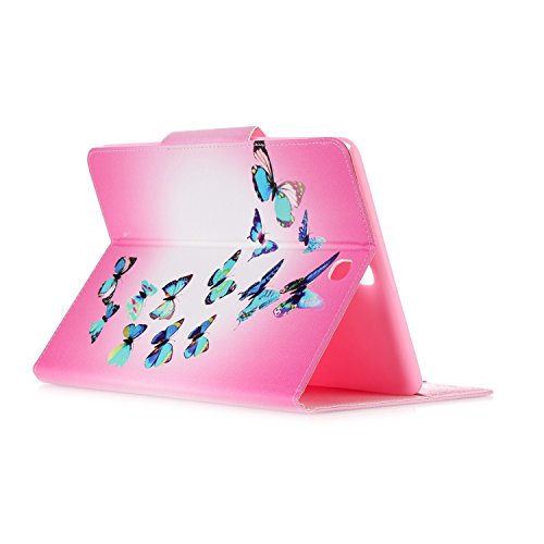 Samsung Galaxy Tab A 9.7 SM-T550 Hülle, Deenor Bunt Painting und Stilvoll Brieftasche Tasche PU Leder Flip Protective Stand Tasche Schutzhülle Hülle für Samsung Galaxy Tab A 9.7 SM-T550.[Blue Butterflies] - 6