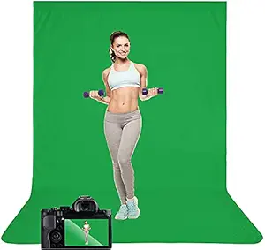 HIFFIN Green Screen Backdrop, 8 x 12 ft Portable Solid Color Backdrops Cloth, Chromakey Collapsible Green Backdrop Background for Photography, Zoom Meeting, Video.