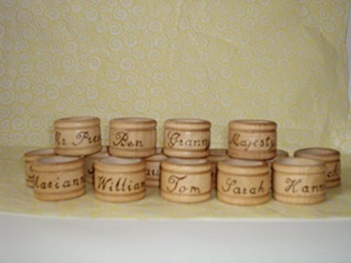 Wooden napkin ring in Country Rustic style personalised in pyrography