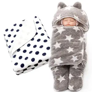 First Kick Baby Blankets New Born Combo Pack of Wearable Blanket and Star Wrapper for Baby Boys and Baby Girls Pack of 2