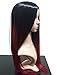 Tsnomore Silky Long Black to Red Ombre Synthetic Wig