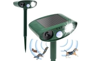 CUSTOM CATCH Cat Repellent, Cat Deterrents for Garden Ultrasonic Fox Deterrents Animal Scarer Repeller with PIR Sensor & LED Flash, Solar Cat Deterrent Animal Repellent for Outdoor Garden Cats Dog Fox