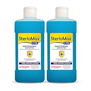 SterloMax 75% Isopropyl Alcohol-based Hand Rub Sanitizer and Disinfectant 500 ml -Pack of 2