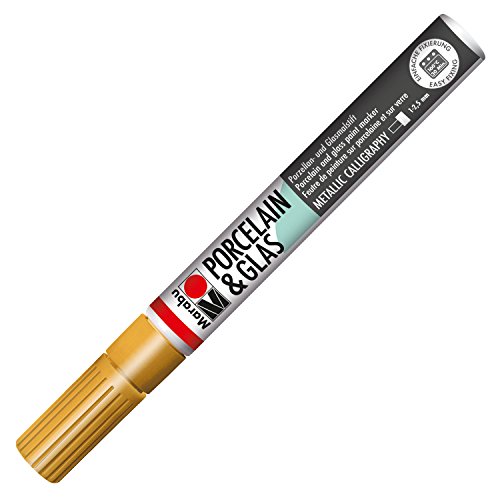Marabu 12335084 - Porcelain und Glas Painter, Kalligrafiespitze 1 - 2, 5 mm, gold