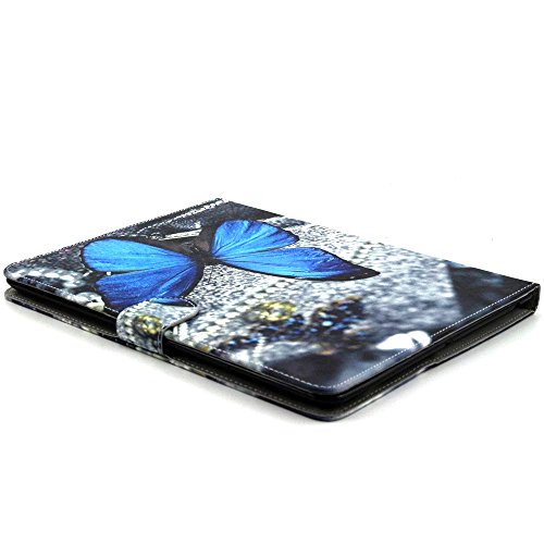 iPad 2 iPad 3 iPad 4 Hülle, Deenor Dark blue butterfly Pattern PU Leder Abdeckung Stand Flip Schutzhülle Hülle für Apple iPad 2 iPad 3 iPad 4. (Dark blue butterfly) - 3