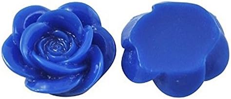 Cobalt Blue Resin Cabbage Rose Cabochons 18mm x 10 pieces