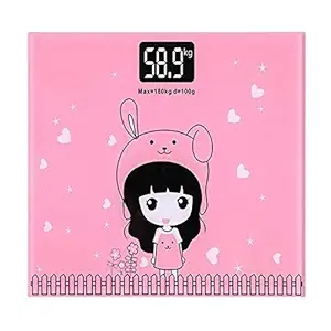 Kresal Personal Digital Bathroom Weighing Scale Machine with Step on Technology for Accurate Body Weight Monitor Tempered Glass Digital Scale Pink Color