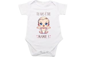 maroma [8-3] Body Tu Vas Etre Mamie/Annonce Grossesse Mamie/Personnalisé/ 100% Coton 0-3 Mois